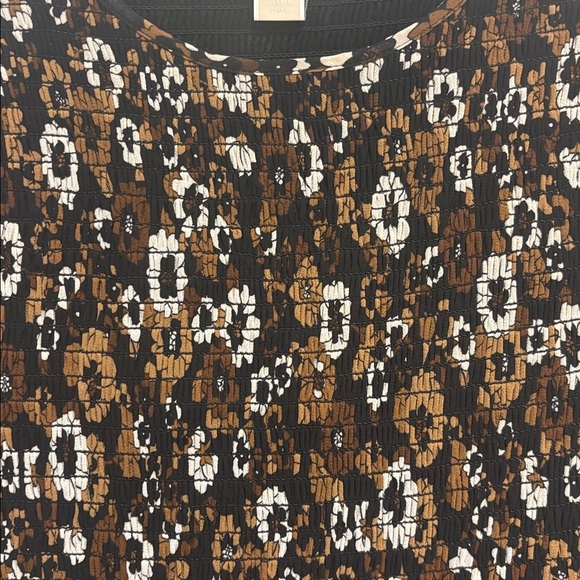 Michael Kors Floral Long Sleeve Dress - Brown and White - Picture 6 of 14